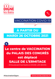 Read more about the article Covid-19 : le centre de vaccination transféré à la salle de l’Ermitage à partir du 26 octobre