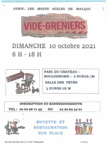 Read more about the article VIDE GRENIERS 10 OCTOBRE 2021
