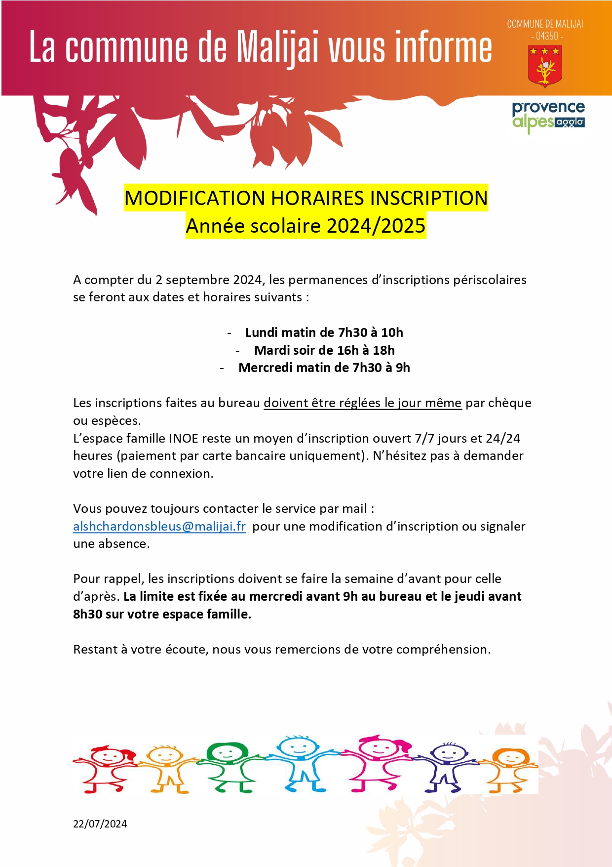 Lire la suite à propos de l’article INFO INSCRIPTION 2024-2025